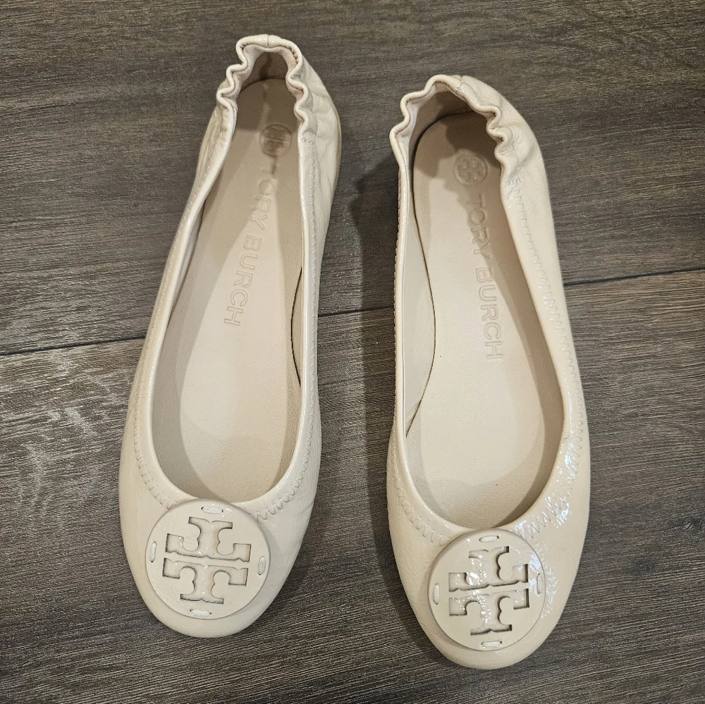 SOLD‼️NWOT Tory Burch Minnie Travel Ballet Flat, Nude Patent Leather - Picture 7 of 15